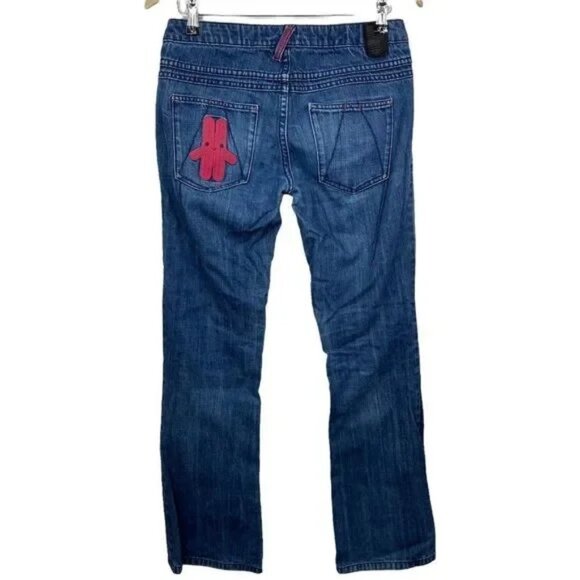 KINYOBI+FRIDAY SPLASH BOOT-CUT EMBROIDERED BACK POCKET DISTRESSED JEANS 26-EUC - Picture 2 of 9